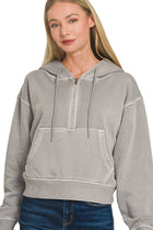 Half Zip Front Pocket Hoodie - Sleet Grey