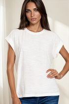 Slub Cuffed Sleeve Tee - White
