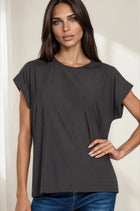 Slub Cuffed Sleeve Tee - Black