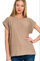 Slub Cuffed Sleeve Tee - Ash Mocha