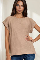 Slub Cuffed Sleeve Tee - Ash Mocha