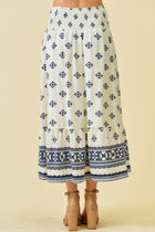 Border Print Tiered Maxi Skirt