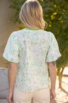 Bubble Sleeve Floral Print Top