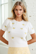 Floral Embroidery Sweater - Ivory