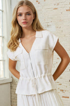 Zip Front Peplum Utility Top