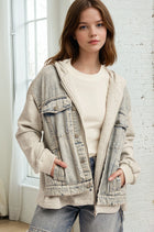 Denim Contrast Hoodie Jacket