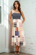 Smocked Denim Patchwork Tiered Dress