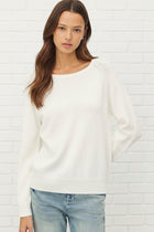 Raglan Sleeve Slub Sweater