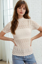 Mock Neck Pointelle Knit Top