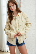Cactus Embroidered Button Down Top