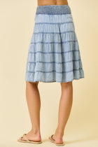 Tiered Chambray Midi Skirt