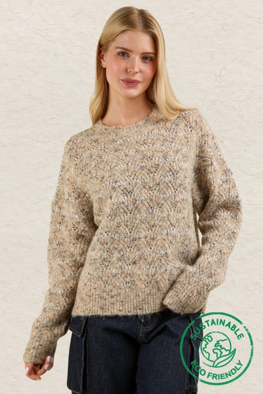 Wave Striped Sweater - Oatmeal