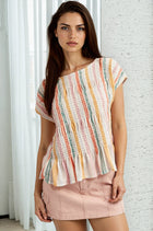 Smocked Cap Sleeve Knit Top