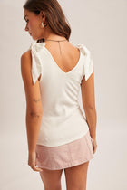 Bow Tie Detail Ribbed Tank - White