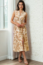 Paisley Print Zip Front Midi Dress