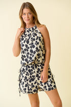 Bold Floral Bubble Hem Halter Tank