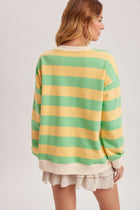 Color Block Stripe French Terry Sweatshirt - Lemon Lime