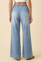 Wide Leg Elastic Waist Denim Pants