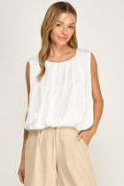 Silky Bubble Hem Sleeveless Blouse