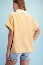Lace Trim V-Neck Blouse