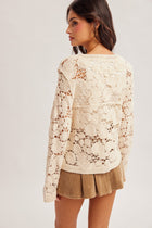 Crochet Open Knit Button Down Cardigan