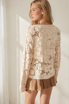 Crochet Open Knit Button Down Cardigan