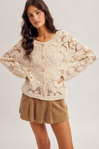 Crochet Open Knit Button Down Cardigan