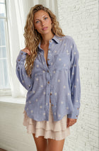 Floral Embroidered Button-Up