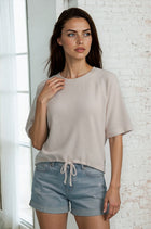 Textured Knit Tie Front Top
