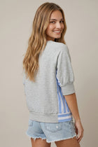 Terry & Stripe Mix Sweatshirt Top