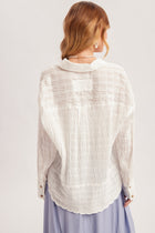 Textured Button Front Blouse