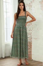 Smocked Ruffle Strap Midi Dress