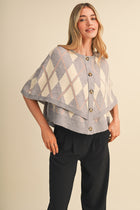 Argyle Button Down Cape Cardigan