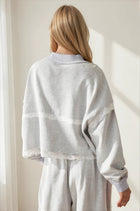 Lace Trim Mock Neck Sweatshirt