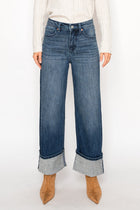 Mia High Rise Cuffed Wide Leg Jeans