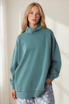 Garment Dyed Mock Neck Terry Sweatshirt