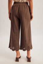 Scallop Hem Floral Embroidered Culottes
