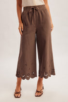Scallop Hem Floral Embroidered Culottes