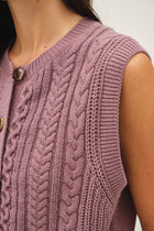 Cable Knit Button Up Sweater Vest