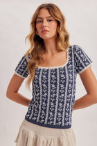 Floral Lace Trim Short Sleeve Top