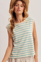 Textured Two Tone Stripe Muscle Top