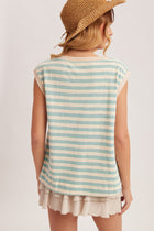 Textured Two Tone Stripe Muscle Top