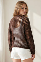 Crochet Knit Cardigan - Espresso
