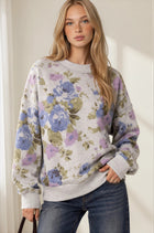 Floral Print Mock Neck Sweatshirt
