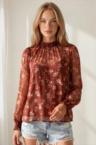 Floral Print Textured Tie Back Closure Top