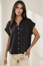 Linen Blend Short Sleeve Button Up