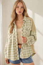 Waffle Textured Plaid Button Down Shacket