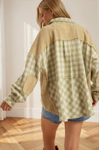 Waffle Textured Plaid Button Down Shacket