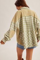 Waffle Textured Plaid Button Down Shacket
