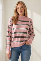 Thin Stripe Mock Neck Sweater